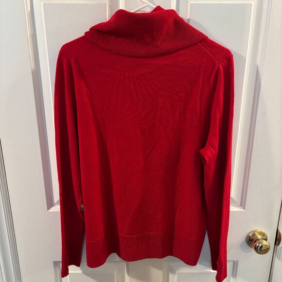 Talbots Women's Red Cowl Neck Pure Merino Wool Sweater ~ Large ~ Holiday - Picture 2 of 6
